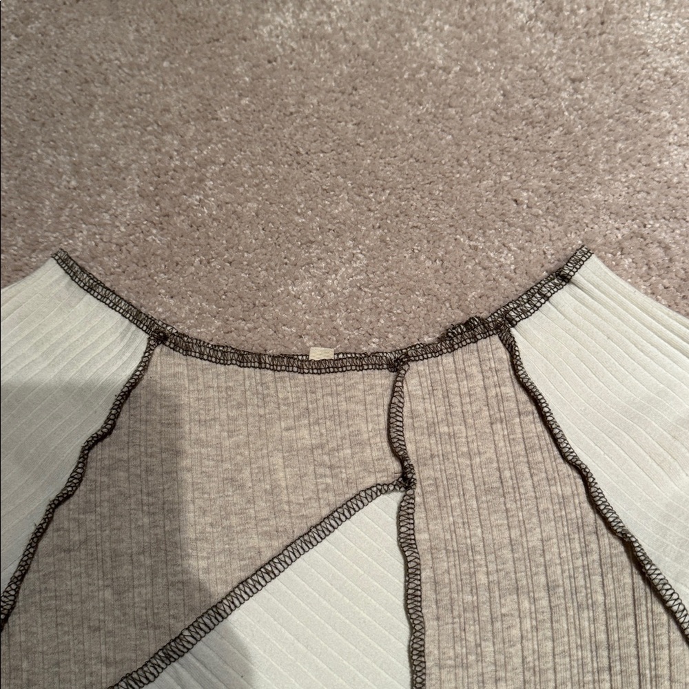 Gilded Intent Cream And Tan Patchwork Sweater - image 3